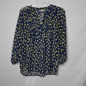 Anthropologie Pleione sheer 3/4 sleeve blouse top